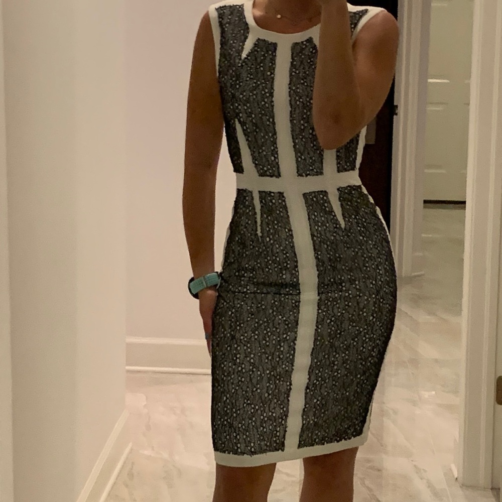 Black and white midi dress